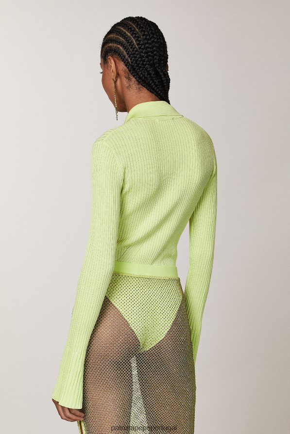 Patrizia Pepe mulheres body em malha canelada limão ensolarado vestuário TX086V415