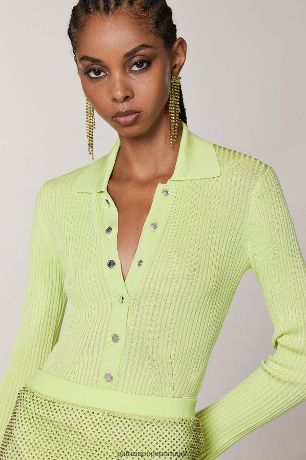 Patrizia Pepe mulheres body em malha canelada limão ensolarado vestuário TX086V415