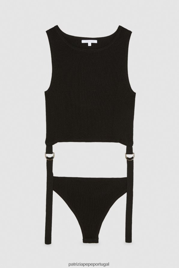 Patrizia Pepe mulheres body slim com cadarço Nero vestuário TX086V163