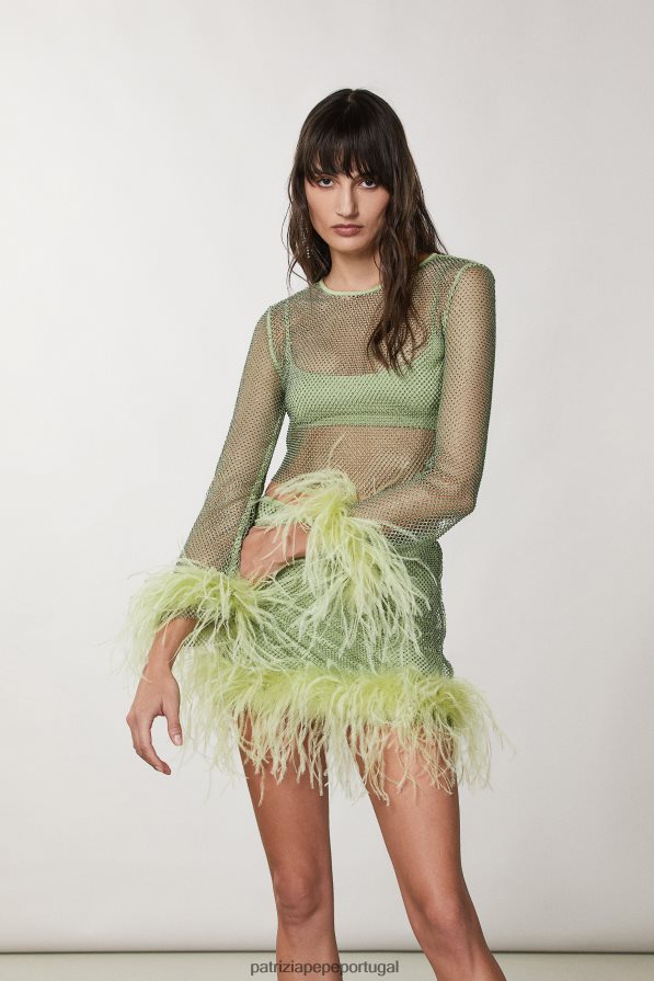 Patrizia Pepe mulheres camisa macia com strass margarita verde vestuário TX086V277