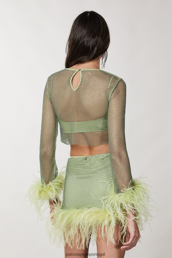 Patrizia Pepe mulheres camisa macia com strass margarita verde vestuário TX086V277