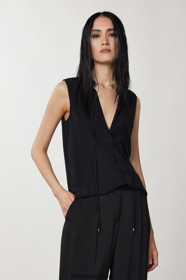 Patrizia Pepe mulheres camisa sem mangas Nero vestuário TX086V360