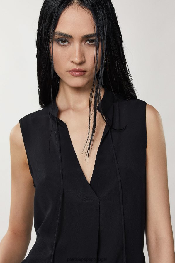 Patrizia Pepe mulheres camisa sem mangas Nero vestuário TX086V360