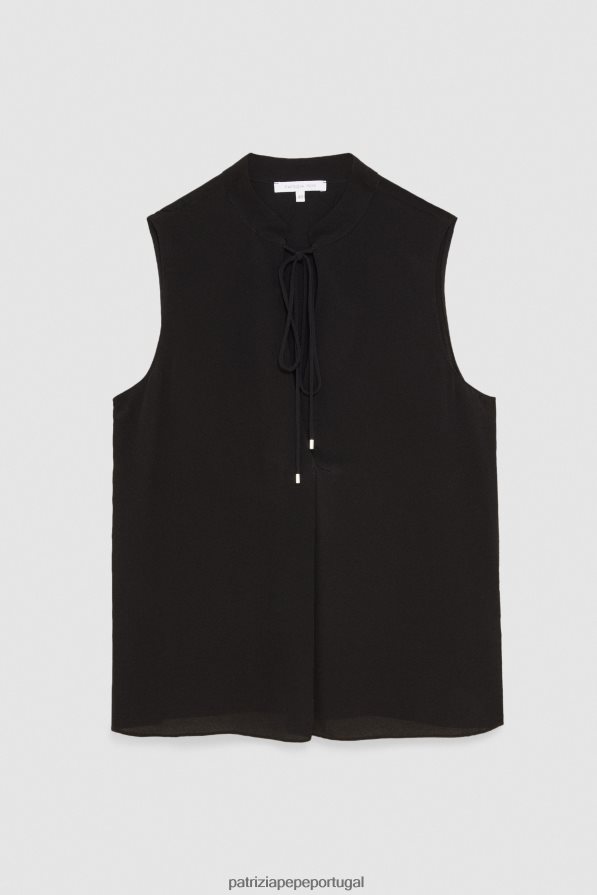 Patrizia Pepe mulheres camisa sem mangas Nero vestuário TX086V360