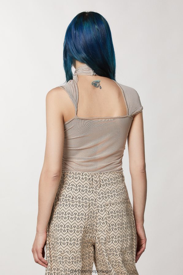 Patrizia Pepe mulheres camiseta cruzada de um ombro só artesanal bege vestuário TX086V633