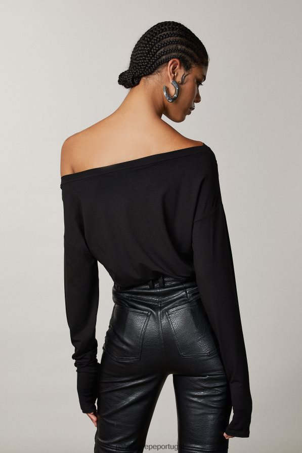 Patrizia Pepe mulheres camiseta de manga comprida \"essencial\" Nero vestuário TX086V356