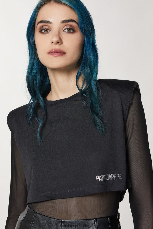 Patrizia Pepe mulheres camiseta em jersey macio Nero vestuário TX086V166