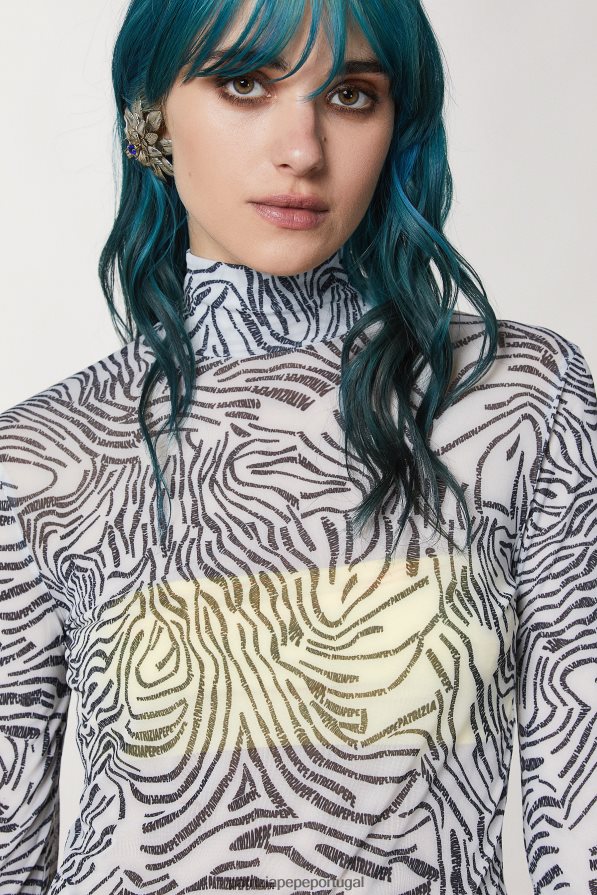 Patrizia Pepe mulheres camiseta gola alta com estampa logotipo branco vestuário TX086V116