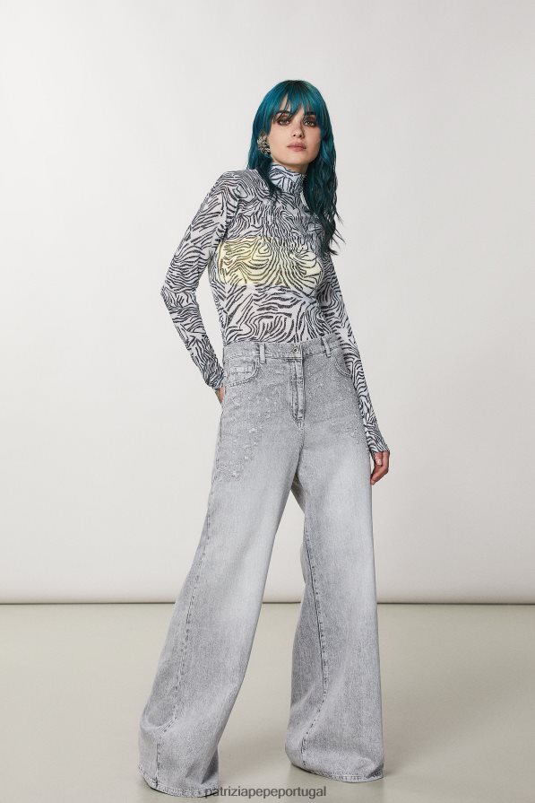 Patrizia Pepe mulheres camiseta gola alta com estampa logotipo branco vestuário TX086V116