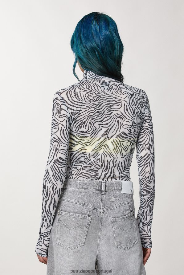Patrizia Pepe mulheres camiseta gola alta com estampa logotipo branco vestuário TX086V116