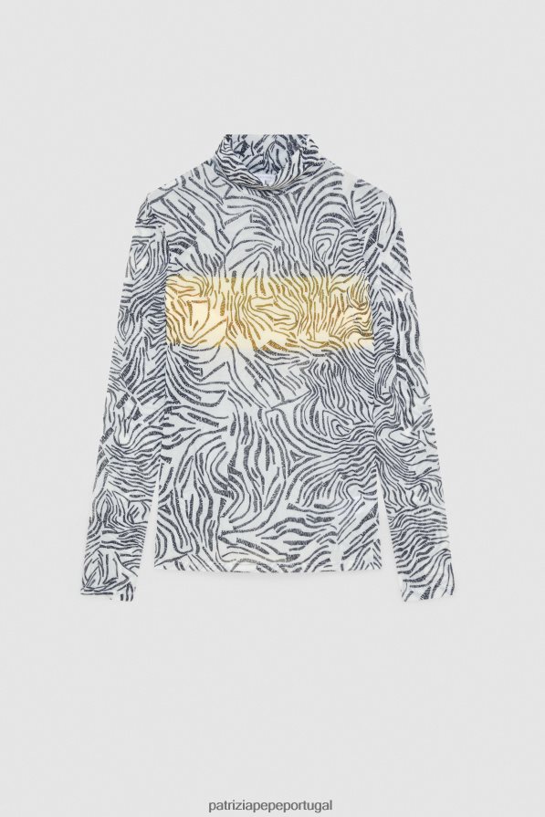 Patrizia Pepe mulheres camiseta gola alta com estampa logotipo branco vestuário TX086V116