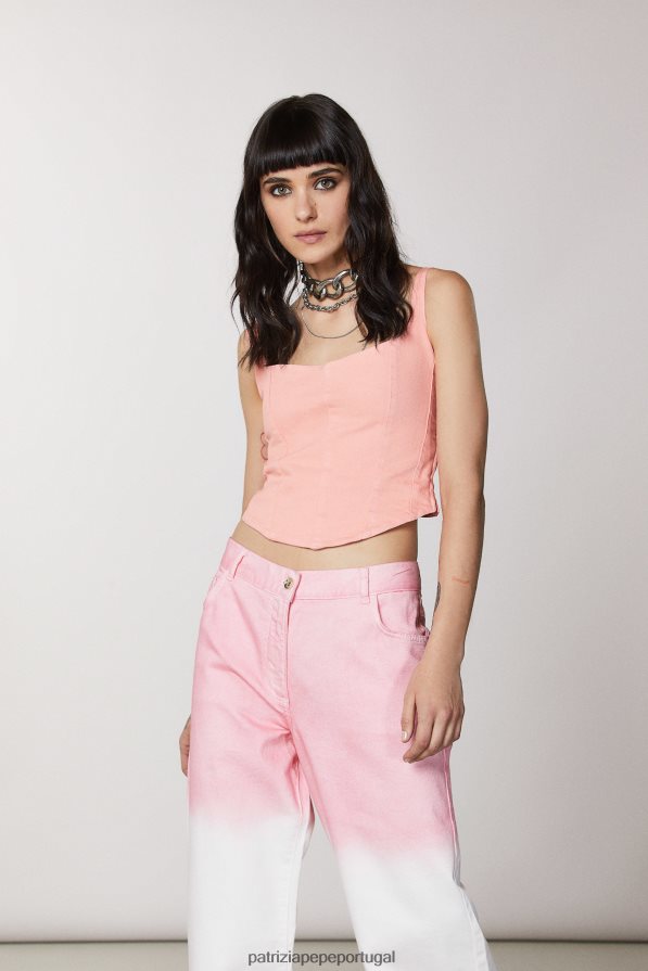 Patrizia Pepe mulheres espartilho com zíper suculento pêssego lavado vestuário TX086V502