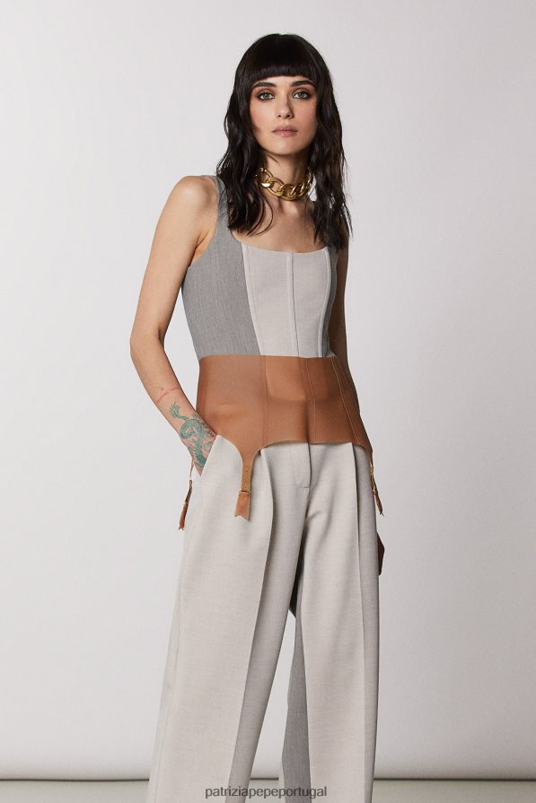 Patrizia Pepe mulheres espartilho fino mistura natural vestuário TX086V430