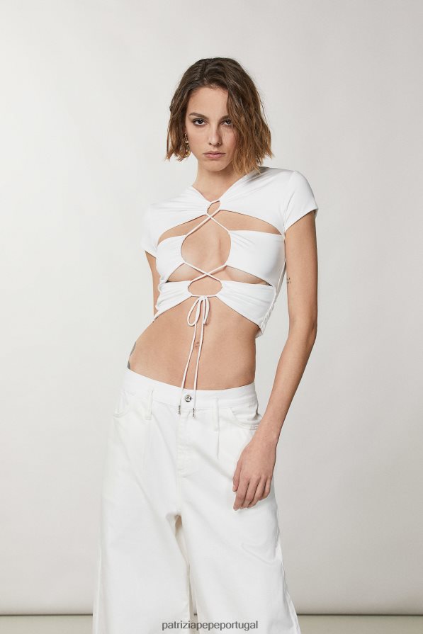 Patrizia Pepe mulheres parte superior recortada branco vestuário TX086V369