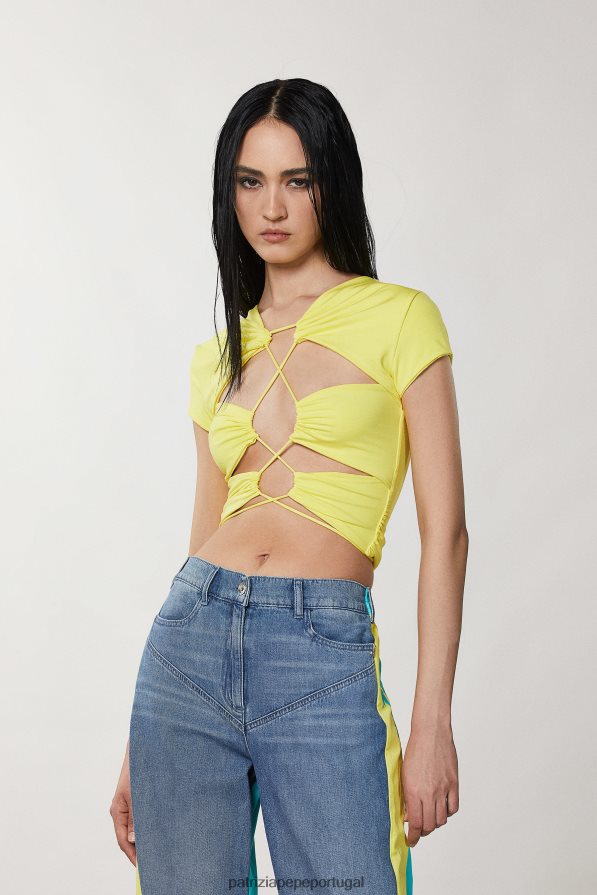 Patrizia Pepe mulheres parte superior recortada verão amarelo vestuário TX086V203
