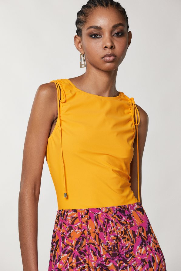 Patrizia Pepe mulheres regata jersey com gola redonda laranja suculenta vestuário TX086V219