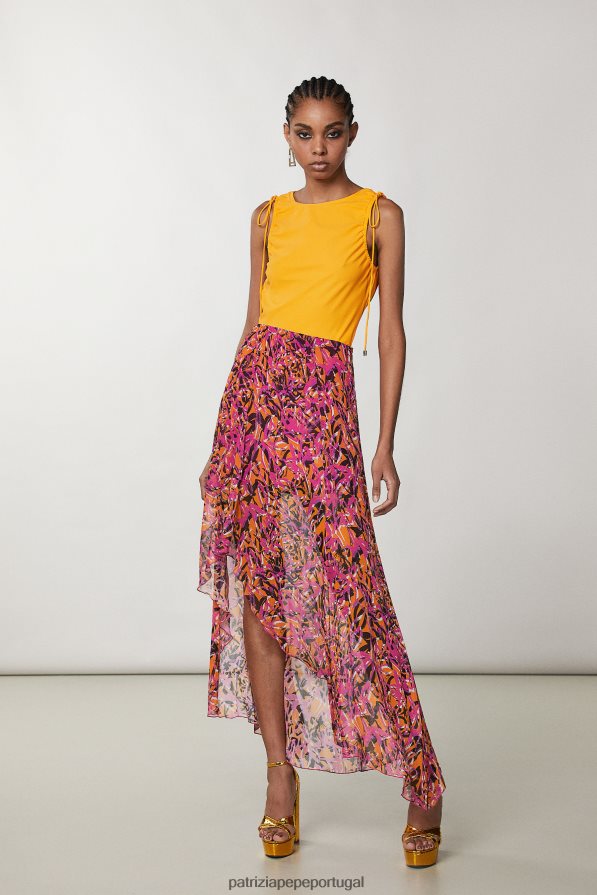 Patrizia Pepe mulheres regata jersey com gola redonda laranja suculenta vestuário TX086V219