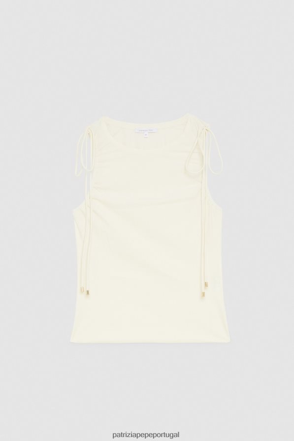 Patrizia Pepe mulheres regata jersey com gola redonda linho branco vestuário TX086V226