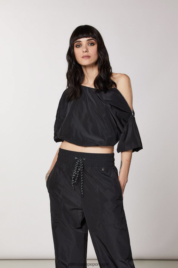 Patrizia Pepe mulheres túnica de manga curta Nero vestuário TX086V443