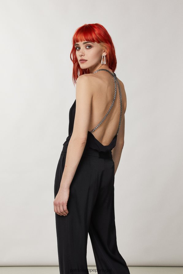 Patrizia Pepe mulheres top com detalhe de joias Nero vestuário TX086V350