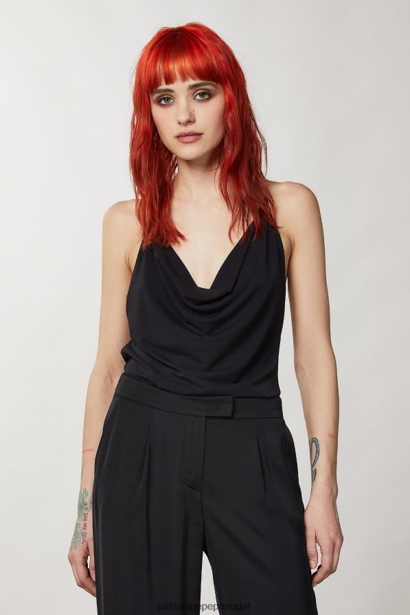 Patrizia Pepe mulheres top com detalhe de joias Nero vestuário TX086V350