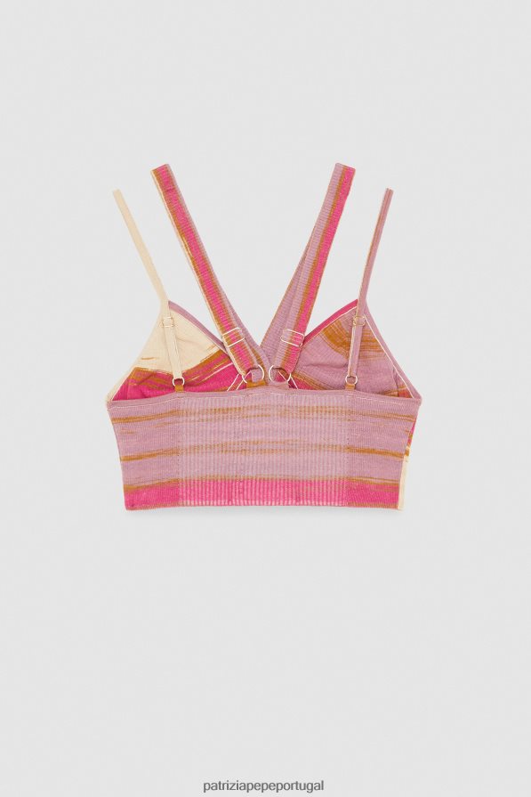 Patrizia Pepe mulheres top curto em malha canelada costela fuxia pacífica vestuário TX086V224