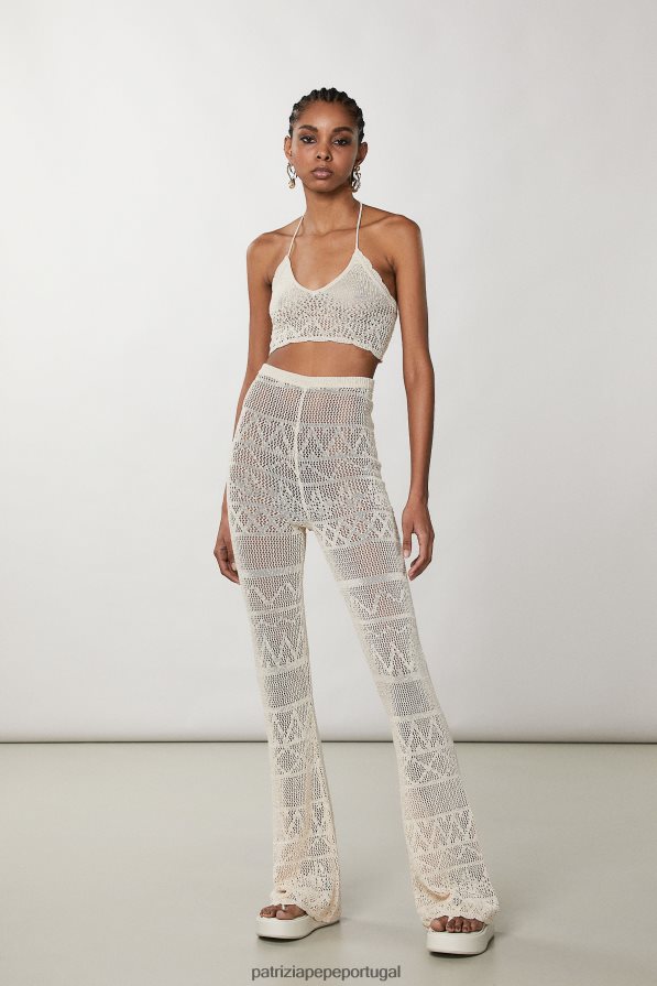 Patrizia Pepe mulheres top de algodão em crochê linho branco vestuário TX086V196