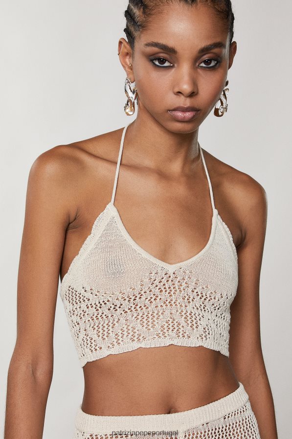 Patrizia Pepe mulheres top de algodão em crochê linho branco vestuário TX086V196