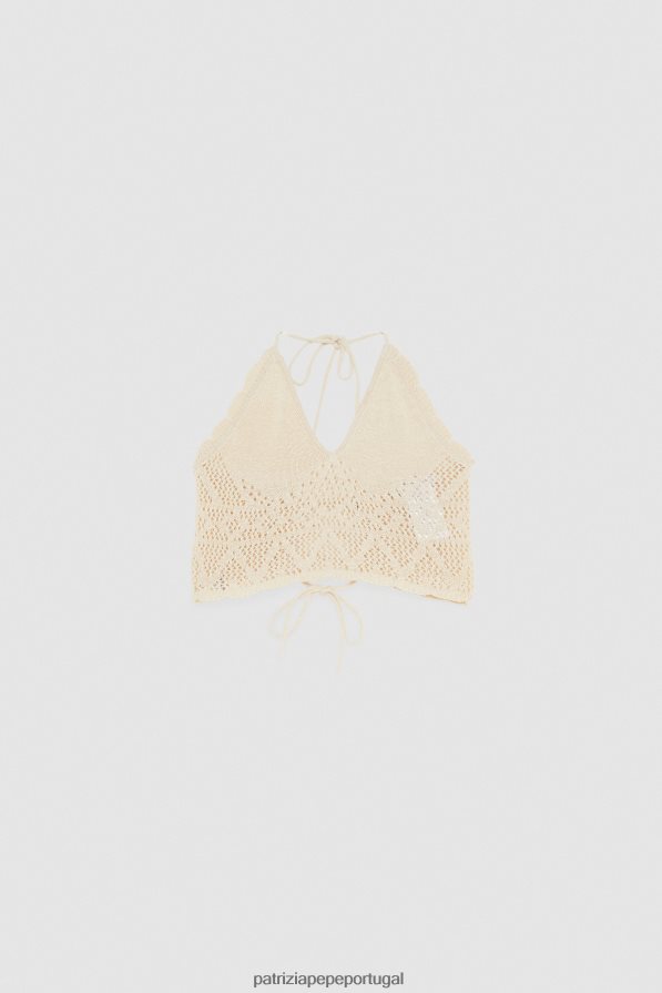 Patrizia Pepe mulheres top de algodão em crochê linho branco vestuário TX086V196