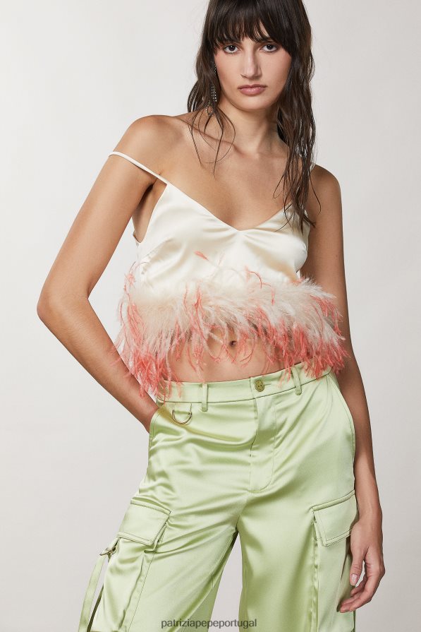 Patrizia Pepe mulheres top de cetim martíni bege vestuário TX086V281