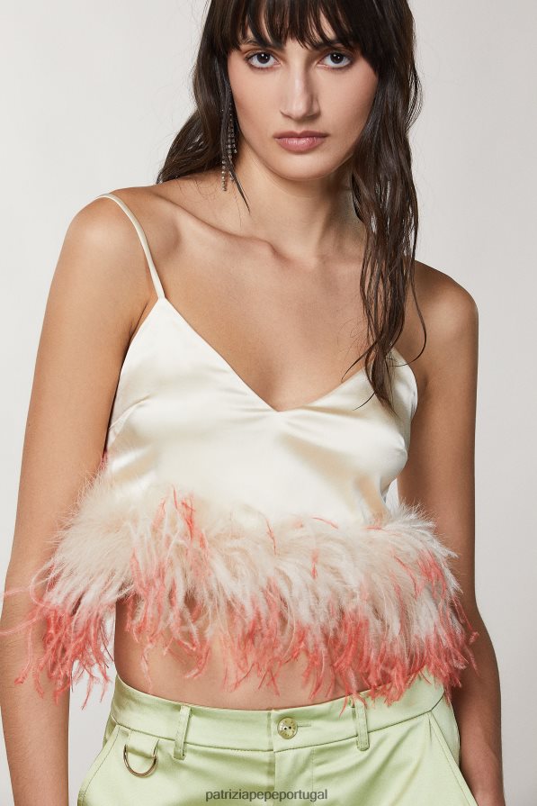 Patrizia Pepe mulheres top de cetim martíni bege vestuário TX086V281