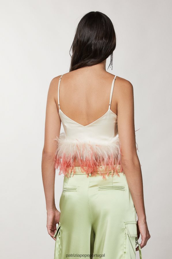 Patrizia Pepe mulheres top de cetim martíni bege vestuário TX086V281