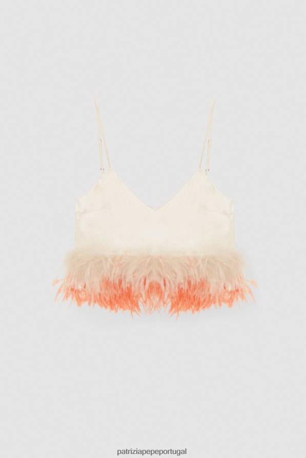 Patrizia Pepe mulheres top de cetim martíni bege vestuário TX086V281