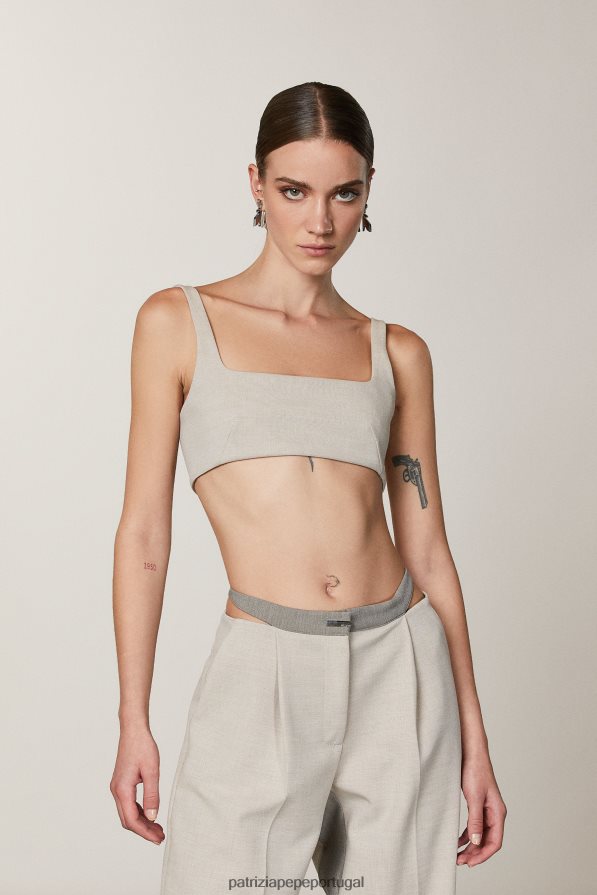 Patrizia Pepe mulheres top de gola quadrada mistura natural vestuário TX086V428