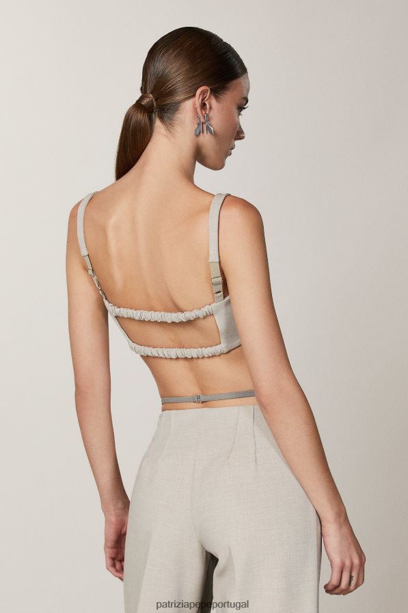 Patrizia Pepe mulheres top de gola quadrada mistura natural vestuário TX086V428