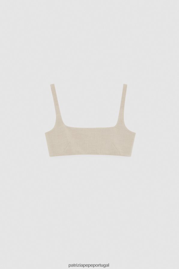 Patrizia Pepe mulheres top de gola quadrada mistura natural vestuário TX086V428