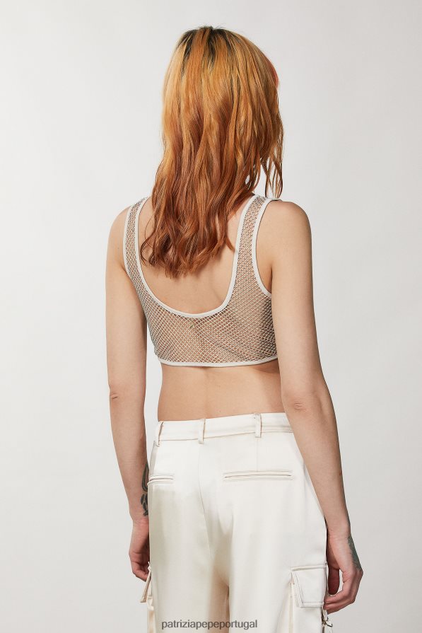 Patrizia Pepe mulheres top de malha com strass martíni bege vestuário TX086V285