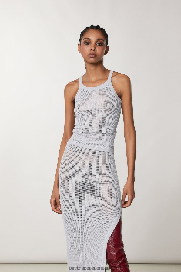 Patrizia Pepe mulheres top de malha sem mangas mineral cinza/verde vestuário TX086V115