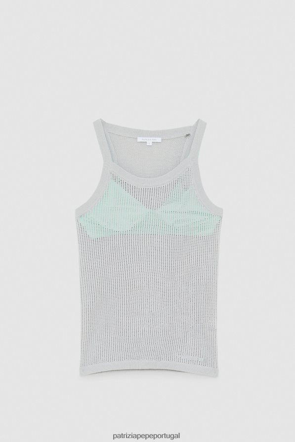 Patrizia Pepe mulheres top de malha sem mangas mineral cinza/verde vestuário TX086V115