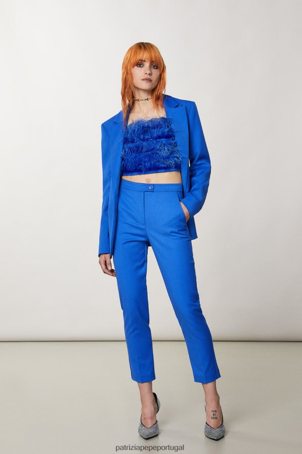 Patrizia Pepe mulheres top de penas de flanela raio azul vestuário TX086V8
