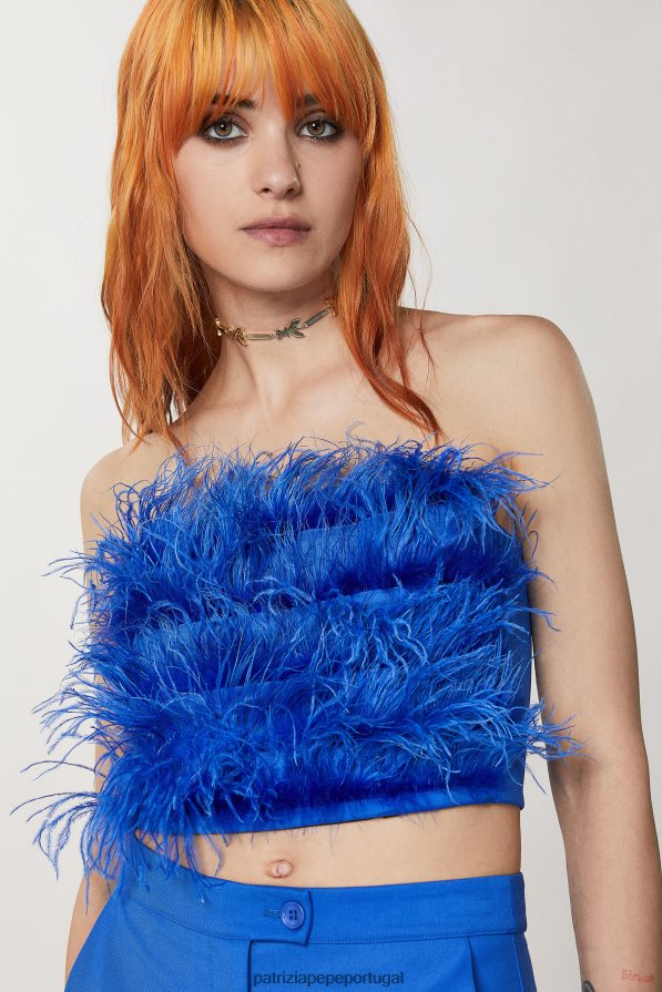 Patrizia Pepe mulheres top de penas de flanela raio azul vestuário TX086V8