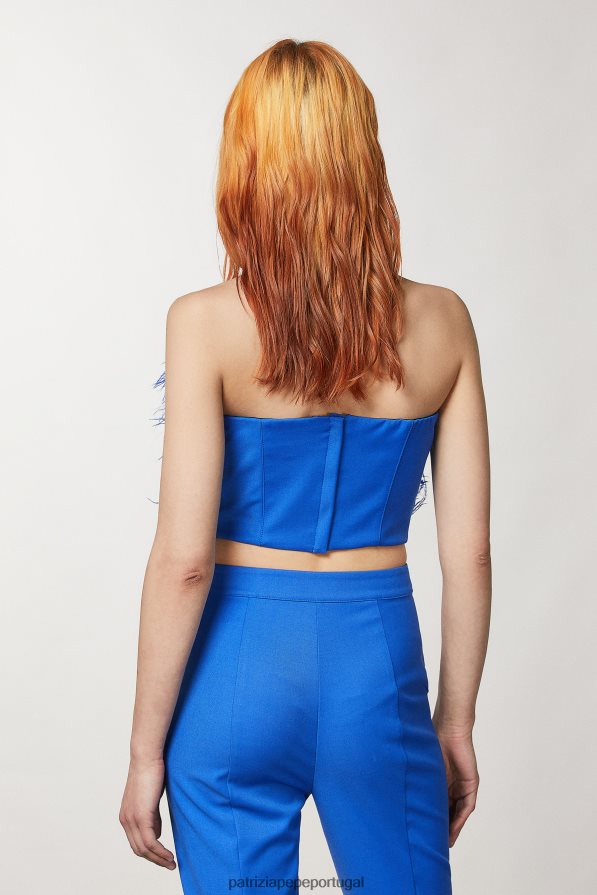 Patrizia Pepe mulheres top de penas de flanela raio azul vestuário TX086V8