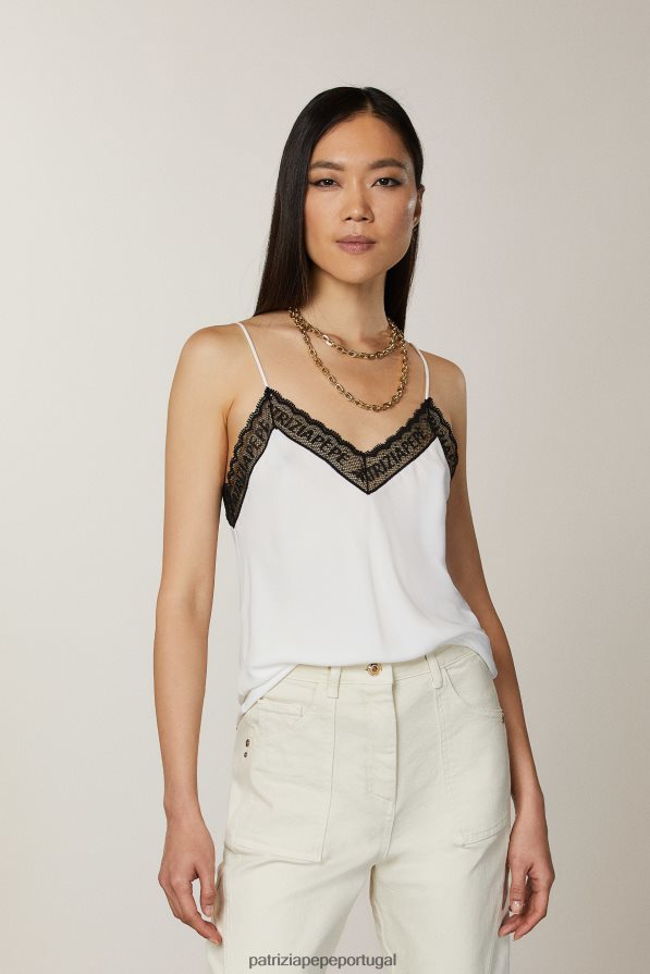 Patrizia Pepe mulheres top de renda branco vestuário TX086V610