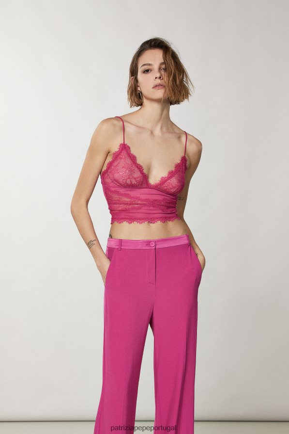 Patrizia Pepe mulheres top de renda cerimônia fúcsia vestuário TX086V312