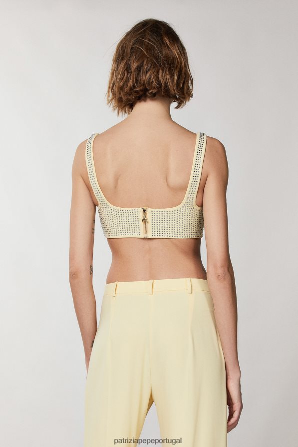 Patrizia Pepe mulheres top de strass clareza amarelo vestuário TX086V302