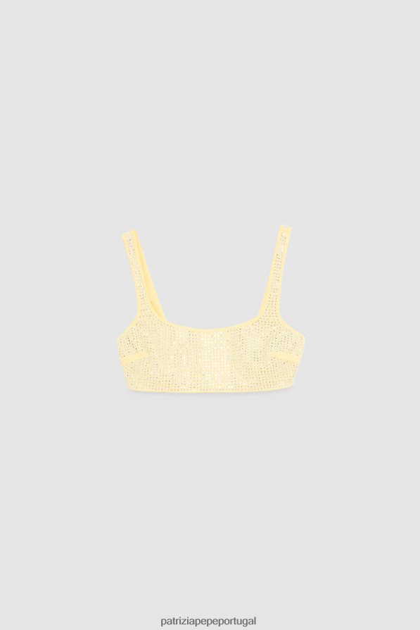 Patrizia Pepe mulheres top de strass clareza amarelo vestuário TX086V302