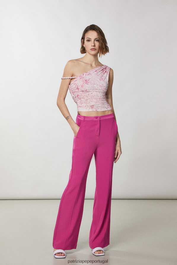 Patrizia Pepe mulheres top franzido de um ombro só Flor rosa vestuário TX086V303