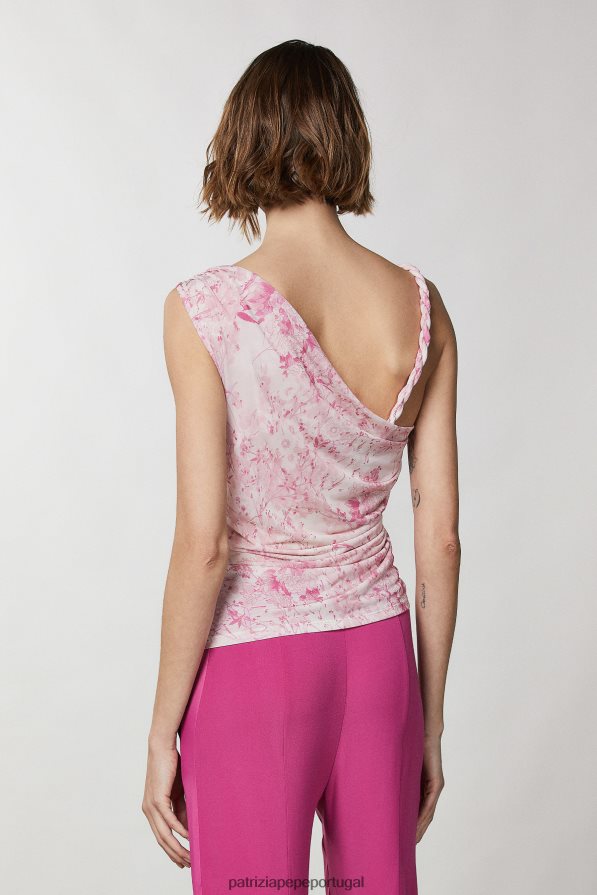 Patrizia Pepe mulheres top franzido de um ombro só Flor rosa vestuário TX086V303