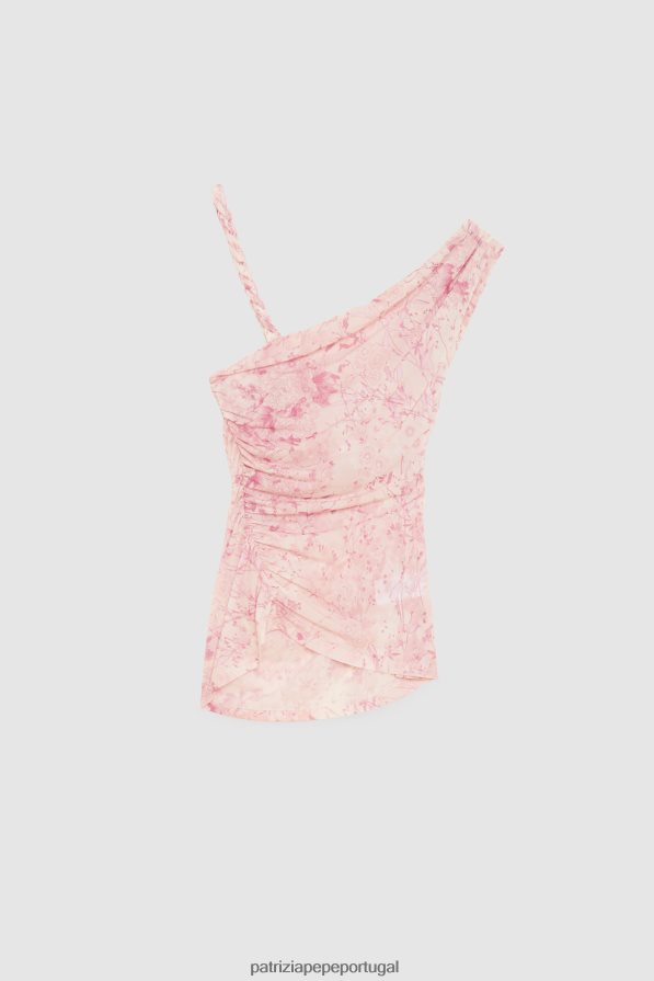 Patrizia Pepe mulheres top franzido de um ombro só Flor rosa vestuário TX086V303