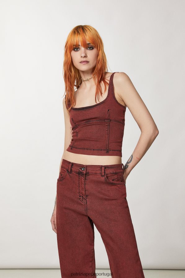 Patrizia Pepe mulheres top jeans sem mangas lavagem preta marciana vestuário TX086V99
